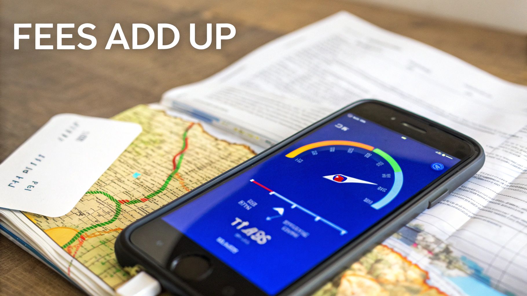 A person looking concerned at their smartphone with a graphical overlay of rising costs.