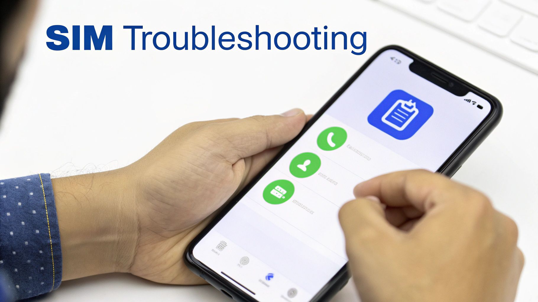 A person troubleshooting their phone settings with a frustrated but focused expression.