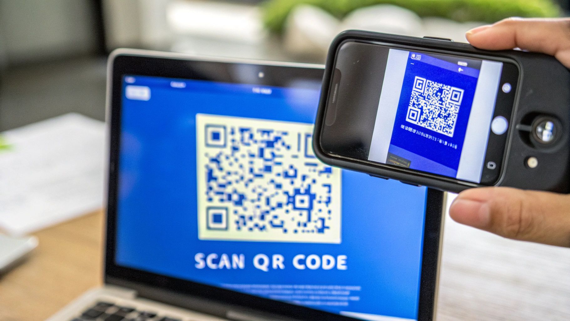 An iPhone screen showing a QR code being scanned to add a new eSIM cellular plan.