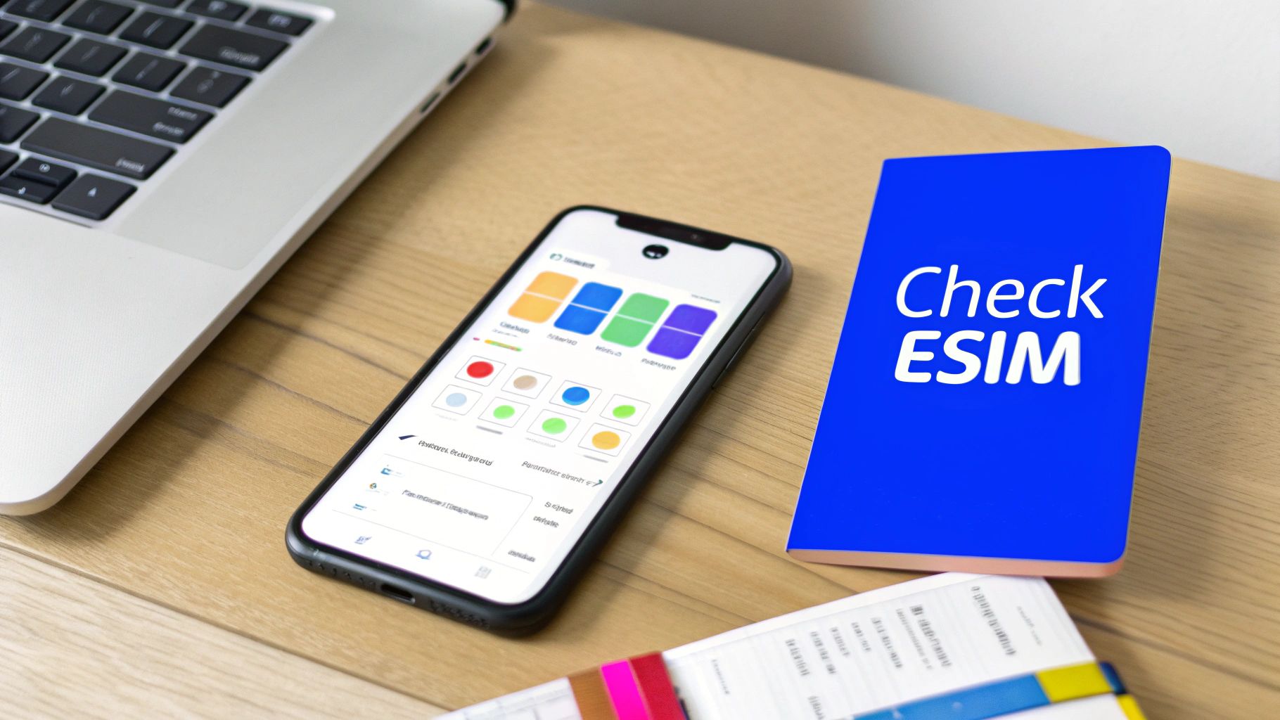 A person checking their smartphone for eSIM compatibility before a trip.